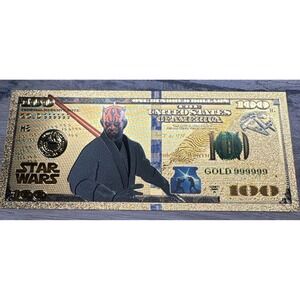 Darth Maul - Gold Star Wars Bill Note Banknote Collectible $100 Bill